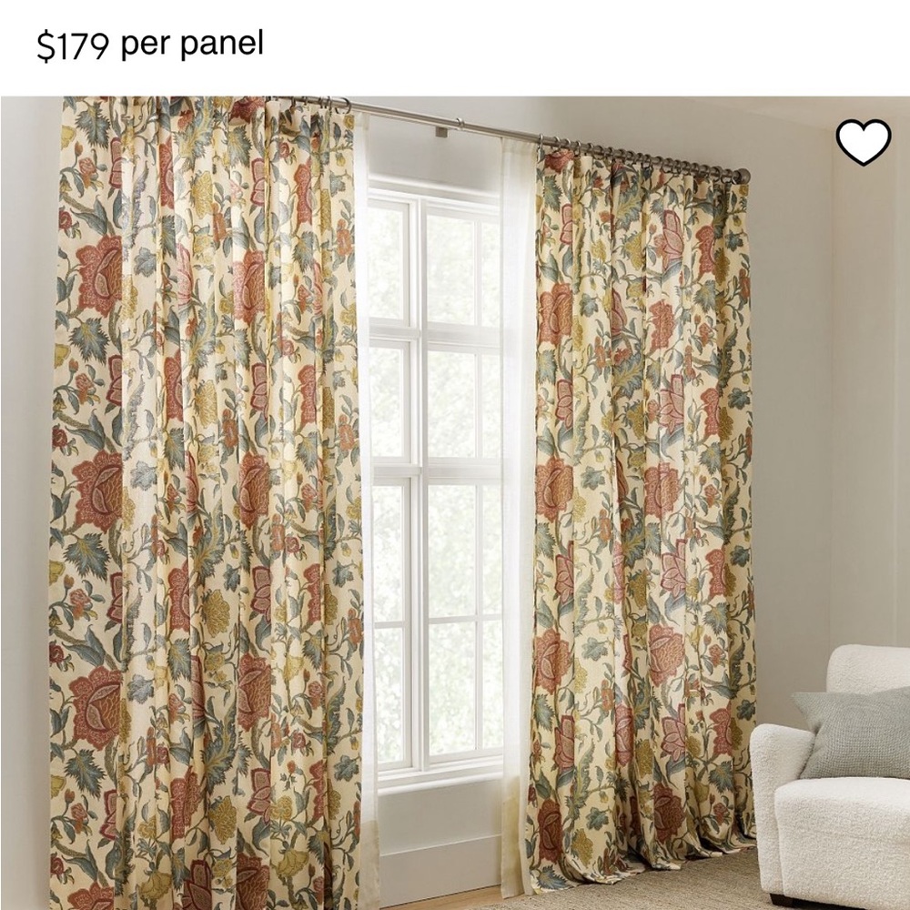 2 Pottery Barn Cynthia Palampore Printed Curtains